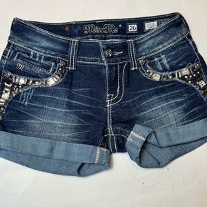 Miss Me Jeans Shorts Rhinestone Embellished jp5703h Size 26
